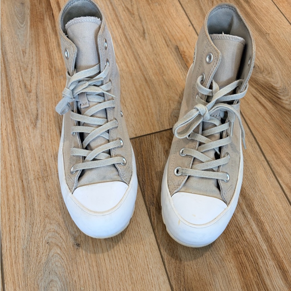Converse High Top Lug-Sole Sneakers - Beige & White - Picture 8 of 9